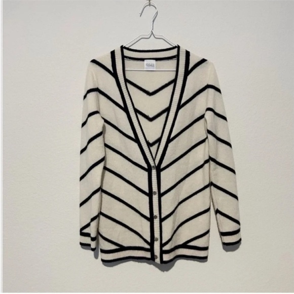 Madeleine Thompson Cashmere Striped Sweater Cardigan - Picture 2 of 5